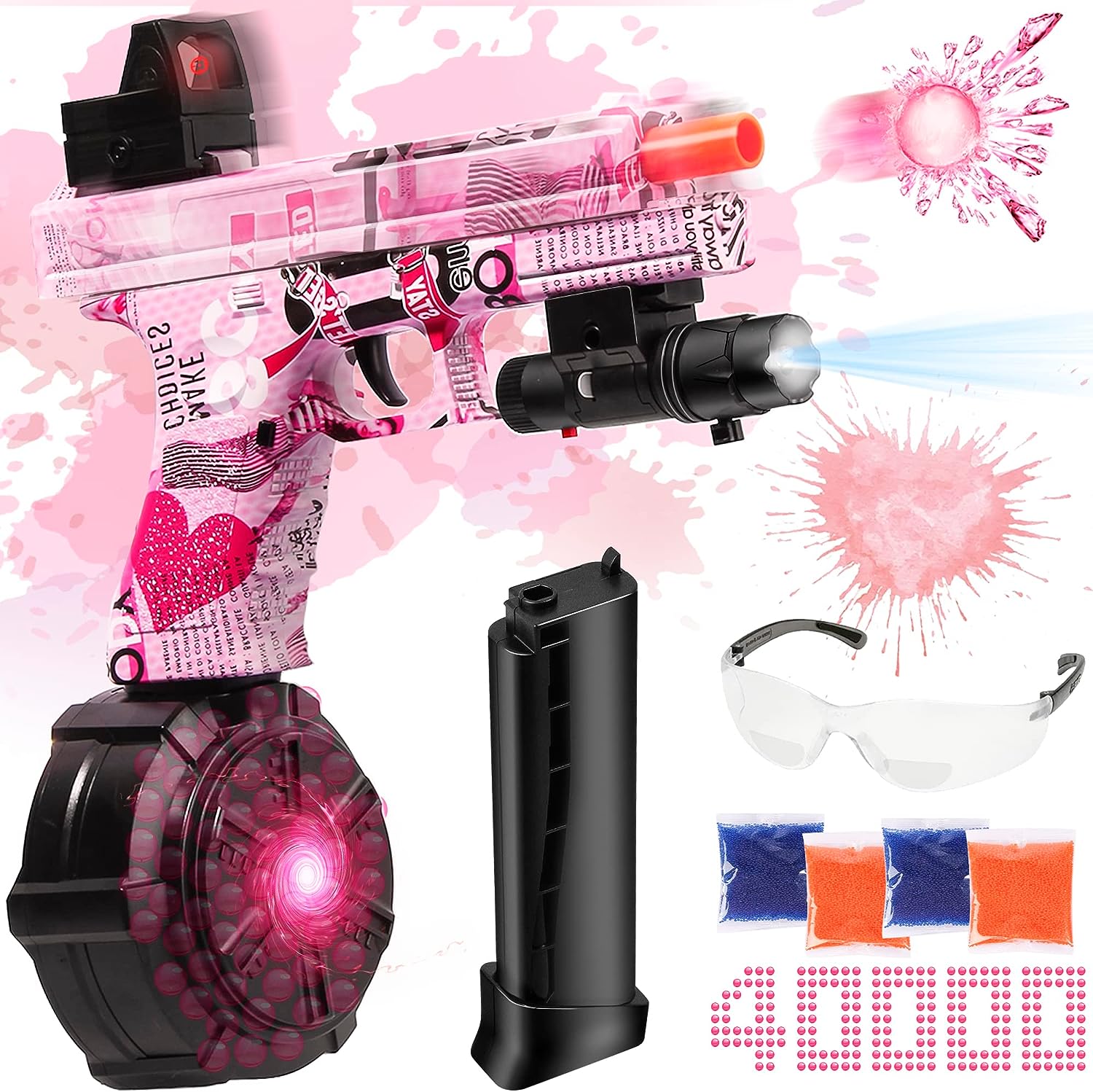 Dual Mode Pink Orbeez Gun with 40000 gell balls